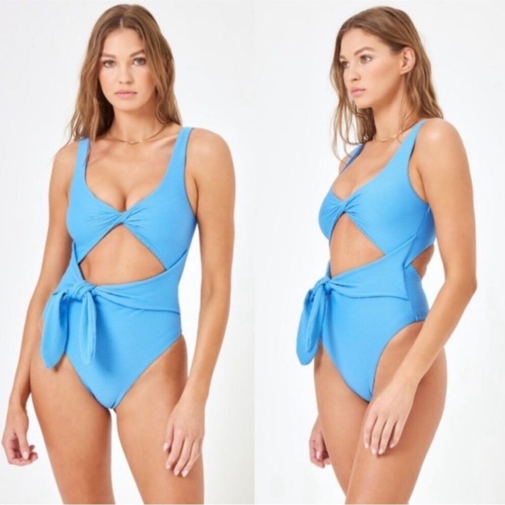 L*SPACE Eco Chic Repreve Antigua Cornflower Blue One Piece Size Small
